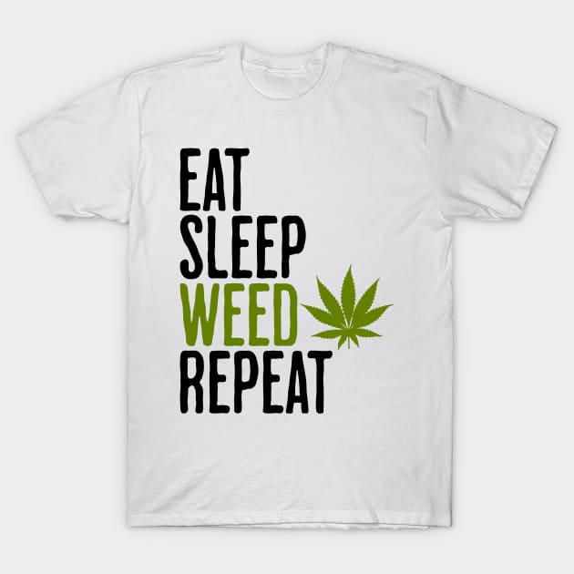 Eat Sleep Weed Repeat - Life and Marijuana Humor T-Shirt by AlanPhotoArt